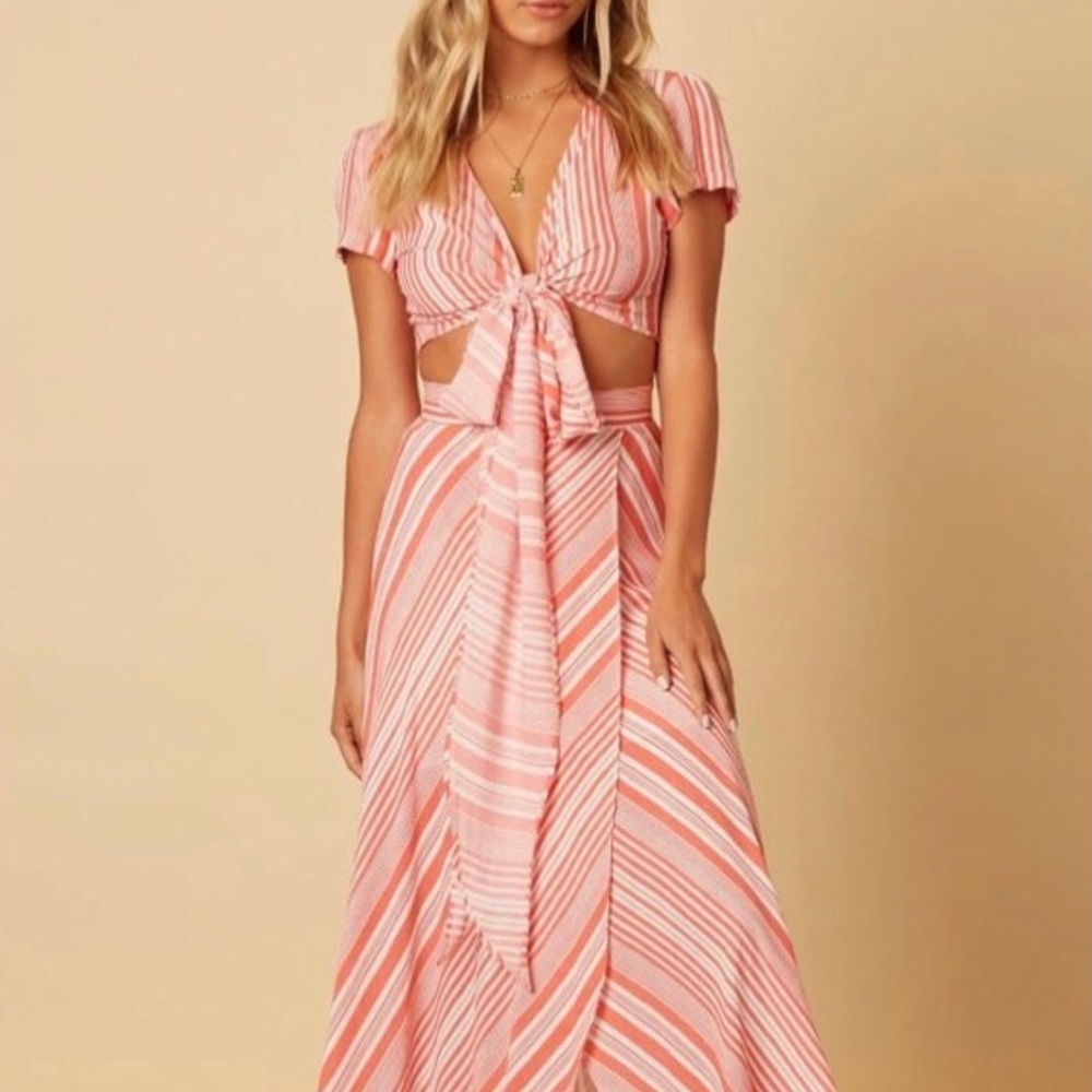 Cotton Candy LA Red/Orange Striped Two Piece Set